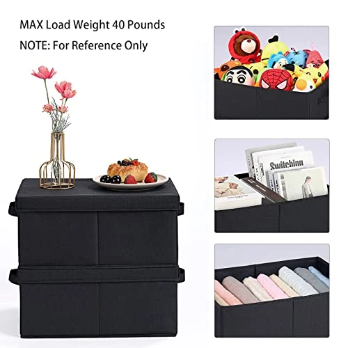 HOONEX Storage Bins With Lids For Organizing, Pack Of 2, Storage Boxes With 2 Carrying Handles And Study Heavy Cardboard, 16.5" L X 11.8" W X 7.5" H For Toy, Shoes, Books, Clothes, Nursery, Black 2 HOONEX Storage Bins With Lids For Organizing, Pack Of 2, Storage Boxes With 2 Carrying Handles And Study Heavy Cardboard, 16.5" L X 11.8" W X 7.5" H For Toy, Shoes, Books, Clothes, Nursery, Black - Image 2
