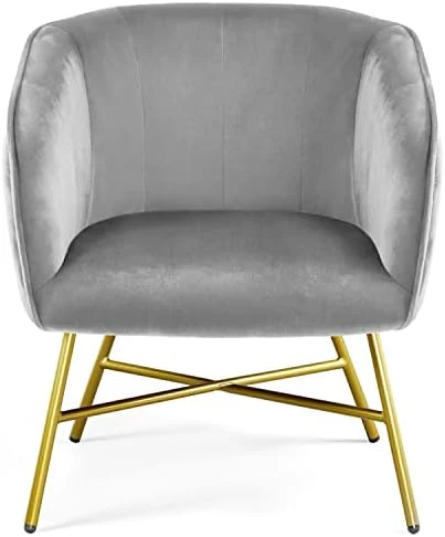 Topeakmart Modern Accent Barrel Chair Living Room Chair Velvet Accent Armchair With Metal Legs For Living Room Bedroom Home Office Grey 8 Topeakmart Modern Accent Barrel Chair Living Room Chair Velvet Accent Armchair With Metal Legs For Living Room Bedroom Home Office Grey - Image 8