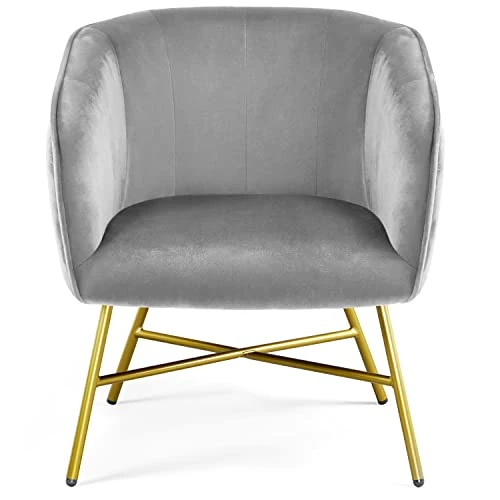 Topeakmart Modern Accent Barrel Chair Living Room Chair Velvet Accent Armchair With Metal Legs For Living Room Bedroom Home Office Grey 1 Topeakmart Modern Accent Barrel Chair Living Room Chair Velvet Accent Armchair With Metal Legs For Living Room Bedroom Home Office Grey