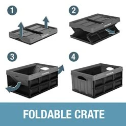 CleverMade 32L Collapsible Storage Bins (3 Pack, Charcoal) NO LID-Stackable Storage Containers For Organizing, Toy Storage, Garage Storage, 20.8"x 14.1"x11.6" Plastic Storage Bins, Each Hold 66lbs -Songmics Furniture Shop 41ipaBMwEQL