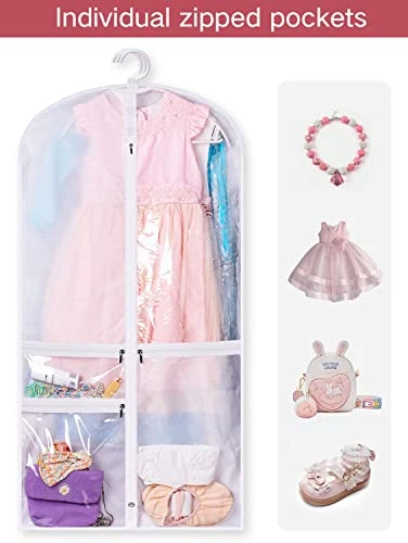 Kimbora Costume Dance Garment Bag With 3 Clear Zipper Pockets For Suits Dress Cover, Travel & Competitions Protector, Set Of 2 3 Kimbora Costume Dance Garment Bag With 3 Clear Zipper Pockets For Suits Dress Cover, Travel & Competitions Protector, Set Of 2 - Image 3