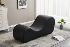 TALEWEO Yoga, Stretching, Relaxation Modern Faux Leather Living Room Curved Chaise Lounge, Large, Black -Songmics Furniture Shop 41is5joPEnL