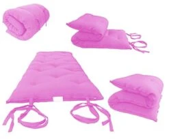 D&D Futon Furniture Pink Traditional Japanese Floor Rolling Futon Mattress 3 X 30 X 80, Foldable Cushion Mats, Yoga, Meditaion