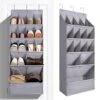 FENTEC Over-the-Door-Shoe-Organizers, Hanging Shoe Organizers With Large Pocket Shoe Holder Hanging Shoe Rack For Closet Shoe Organizer For Wall, Over Door Organizer With 15 Pockets Gery, 1 Pack