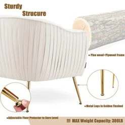 Altrobene Velvet Couch Sofa Chairs For Two People, Modern Loveseat For Living Rooms, Bedrooms, Small Spaces, Golden Finished, Beige -Songmics Furniture Shop 41iuF4gqaOL