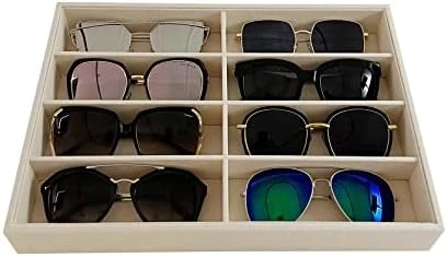Large Beige Premium Quality Velvet Glasses Box Tray Stackable Practical Trade Show Home Use Jewelry Display Organizer 12 Large Beige Premium Quality Velvet Glasses Box Tray Stackable Practical Trade Show Home Use Jewelry Display Organizer - Image 12