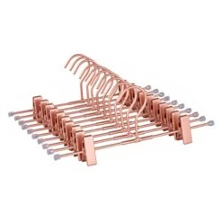 20Pack Koobay 30CM Rose Gold Clothes Hangers With 2 Adjustable Clips Pants Hangers