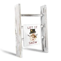 DOCMON Towel Rack-Farmhouse Decor Ladder, 3-Tier Wood Countertop 16-Inch Mini Tea Towel Ladder For Bathroom Kitchen Office