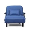 BWM.Co Upholstered Convertible Sofa Folding Chair, Lazy Bed Lounge Recliner 5 Position Lounge Couch W/Pillow - Blue