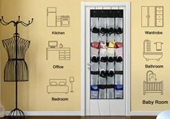 VOLKSLAND Hanging Organiser Over The Door, Shoe Racks, Shoe Storage, 24 Large Mesh Pockets Storagehanger For Bedroom Bathroom Closet, 59 X 21.6, Black -Songmics Furniture Shop 41j7Zf1WdjL