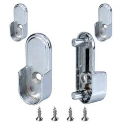 4Pcs Wardrobe Bracket Zinc Alloy Closet Rod Holders 15mm X 30mm Oval Closet Rod End Supports (Single Hole) With Rear Facing 6.5mm Pins