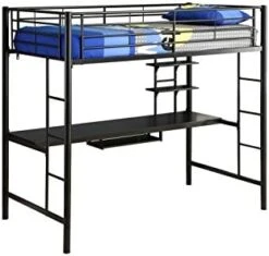 Walker Edison Elodie Urban Industrial Twin Over Futon Metal Bunk Bed, Twin Size, Black -Songmics Furniture Shop 41jAFjB96aL. AC