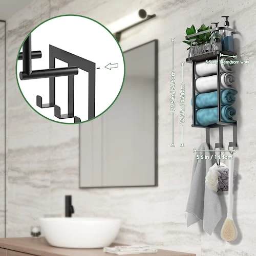 YOYONG Towel Racks For Bathroom Wall Mounted, Metal Towel Holder For Bathroom Towel Storage Wall Towel Rack Shelf For Rolled Towels Bathroom Organizer (Small) 3 YOYONG Towel Racks For Bathroom Wall Mounted, Metal Towel Holder For Bathroom Towel Storage Wall Towel Rack Shelf For Rolled Towels Bathroom Organizer (Small) - Image 3