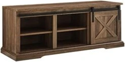 Walker Edison Rustic Farmhouse Sliding Barn Door Shoe Cabinet Storage Indoor Bench With 3 Shelves, 48 Inch, White/Rustic Oak -Songmics Furniture Shop 41jGNHxpC4L. AC