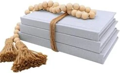 Kigan Home Linen Covered Decorative Books, Set Of 3 (Pearl White) - Fabric Covered Book Set Home Decor For Shelves, Fireplace Mantel, Coffee Table, Console/Bedside Table Or Farmhouse Tiered Tray -Songmics Furniture Shop 41jHDhjc6DL. AC