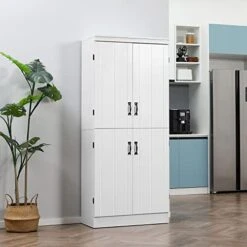 HOMCOM 70" 4-Door Kitchen Pantry, Freestanding Storage Cabinet, 6-Tier Cupboard With Adjustable Shelves For Living Room, White -Songmics Furniture Shop 41jLWfapA3L
