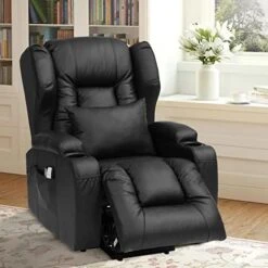 OBBOLLY Power Lift Recliner Chair For Elderly, Massage Chair Recliner With Heat, Linen Fabric Lazy Sofa Chairs With Cup Holders, USB, Side Pockets For Living Room -Songmics Furniture Shop 41jMidiR0L. AC