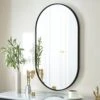 HARRITPURE 17" X 30"Oval Bathroom Mirror Wall Mounted Chic Brushed Metal Frame Hang Vertically & Horizontally Perfect Modern Decor For Bedroom Bathroom Entryway Living Room Gallery Wall,Black