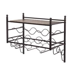 Home Zone Living Wine Rack - Countertop Freestanding Holder, Stores Up To 6 Bottles