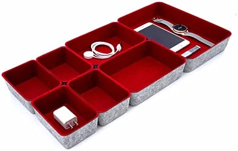 Welaxy Drawer Organizers Bins Felt Storage Bin Office Organizer Shallow Small Desk Organizer Trays Draw Dividers 7-piece (Turquoise) 13 Welaxy Drawer Organizers Bins Felt Storage Bin Office Organizer Shallow Small Desk Organizer Trays Draw Dividers 7-piece (Turquoise) - Image 13