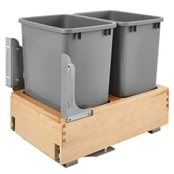 Rev-A-Shelf 4WCBM-2430DM-2 Double 30-Quart Maple Bottom Mount Kitchen Pullout Trash Can Waste Container With Soft Open & Close Slide System, Silver 18 Rev-A-Shelf 4WCBM-2430DM-2 Double 30-Quart Maple Bottom Mount Kitchen Pullout Trash Can Waste Container With Soft Open & Close Slide System, Silver -Songmics Furniture Shop 41jPykn2fjL