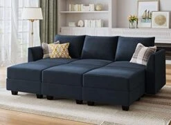 HONBAY Modular Sectional Sofa Set Oversized U Shaped Couch With Storage Ottoman Convertible Sleeper Sectional Sofa Velvet Modular Couch With Wide Chaise, Black -Songmics Furniture Shop 41jQ01421jL. AC