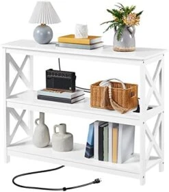 Yaheetech 3-Tier Console Table With 3 Storage Shelves, Entryway Table Sofa Side Narrow Long Table Bookshelf For Hallway Living Room, Accent Furniture, White -Songmics Furniture Shop 41jYNvrB9 L. AC