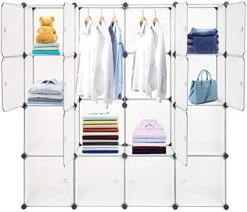 VINGLI Portable Closet Wardrobe, Cube Storage Organizer, Plastic Storage Closet, Shelf Unit, DIY Cube Shelves With Doors And Hanging Rods, 36 Cubes 17 VINGLI Portable Closet Wardrobe, Cube Storage Organizer, Plastic Storage Closet, Shelf Unit, DIY Cube Shelves With Doors And Hanging Rods, 36 Cubes -Songmics Furniture Shop 41jaT8FYiBL. AC