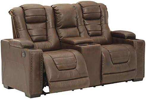 Signature Design By Ashley Owner's Box Faux Leather Power Reclining Sofa With Adjustable Headrest, Brown 8 Signature Design By Ashley Owner's Box Faux Leather Power Reclining Sofa With Adjustable Headrest, Brown - Image 8