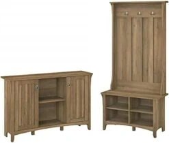 Bush Furniture Salinas Entryway Storage Set With Hall Tree, Shoe Bench And Accent Cabinet, Reclaimed Pine -Songmics Furniture Shop 41jduFiqOaL. AC