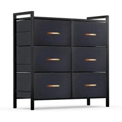 ROMOON Dresser Organizer With 6 Drawers, Fabric Storage Dresser Tower For Bedroom, Hallway, Entryway, Closets - Dark Grey