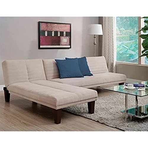 ZCMEB Convertible Futon Couch Bed With Microfiber Upholstery And Wood Legs - Tan 1 ZCMEB Convertible Futon Couch Bed With Microfiber Upholstery And Wood Legs - Tan