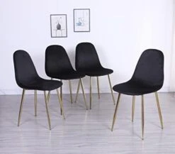 Pozbee Velvet Dining Chairs Set Of 4, Midcentury Modern Kitchen Chairs With Gold Chrome Legs, Elegant Dining Room Chairs (Dark Green) -Songmics Furniture Shop 41jiPRkKcDL. AC