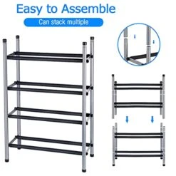 BESIMLI 2-Tier Expandable Shoe Rack Stackable Shoe Organizer Adjustable Metal Iron Shoe Shelf, Free Standing Storage For Closet Entryway Doorway Bedroom Footwear -Songmics Furniture Shop 41jjfAGbt0L