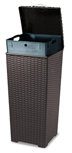 Keter Pacific 33 Gallon Resin Rattan Large Outdoor Trash Can With Lid – Perfect For Backyard Hosting, Patio And Kitchen Use, Brown 4 Keter Pacific 33 Gallon Resin Rattan Large Outdoor Trash Can With Lid – Perfect For Backyard Hosting, Patio And Kitchen Use, Brown - Image 4