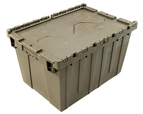 TEJAL 12 Gallon Commercial Flip Top Tote Storage Container (PACK OF 2) Industrial Plastic Storage Tote With Hinged Attached Lid (22.05 In. L X 15.40 In. W X 12.88 In. H) - Grey 1 TEJAL 12 Gallon Commercial Flip Top Tote Storage Container (PACK OF 2) Industrial Plastic Storage Tote With Hinged Attached Lid (22.05 In. L X 15.40 In. W X 12.88 In. H) - Grey