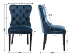 HNY Velvet Upholstered Dining Chairs, Set Of 6 Dining Room Tufted Chair, Modern Button Tufted Armless Chairs With Nailhead Trim And Back Ring Pull(Navy Blue) -Songmics Furniture Shop 41jpqGJDsoL