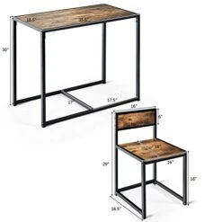 Giantex 3 Piece Dining Set, Industrial Dining Table With 2 Chairs, Small Kitchen Table Set With Metal Frame, Compact Bistro Table Set, Pub Breakfast Table For Small Space, Apartment (Antique) -Songmics Furniture Shop 41juUp9fGbL