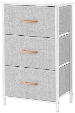 AZL1 Life Concept 3 Drawers Fabric Dresser Storage Tower, Light Grey & Storage Dresser Furniture Unit - Large Standing Organizer Chest, Light Grey -Songmics Furniture Shop 41jvznEyLUL. AC