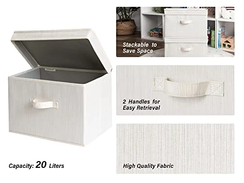 StorageWorks Decorative Storage Boxes, Storage Basket With Lid And Handles, Mixing Of Beige, White & Ivory, Large, 2-Pack 1 StorageWorks Decorative Storage Boxes, Storage Basket With Lid And Handles, Mixing Of Beige, White & Ivory, Large, 2-Pack