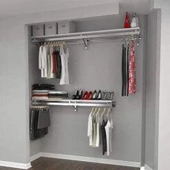 Arrange A Space RCMBY Elite 80" Top And Bottom Shelf Rod Kit With Long Hang White Closet System -Songmics Furniture Shop 41jyupEH1iL. AC 1