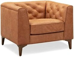 POLY & BARK Essex Leather Couch – 89-Inch Leather Sofa With Tufted Back - Full Grain Leather Couch With Feather-Down Topper On Seating Surfaces – Vintage Pure-Aniline Italian Leather – Cognac Tan -Songmics Furniture Shop 41jzP6u4BeL. AC