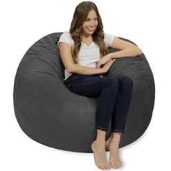 Chill Sack Bean Bag Chair: Giant 4' Memory Foam Furniture Bean Bag - Big Sofa With Soft Micro Fiber Cover - Charcoal -Songmics Furniture Shop 41k3VycLLPL
