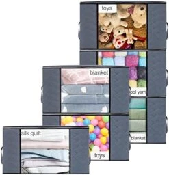 Toresper 6Pcs Closet Organization And Storage,Large Capacity Toy Storage With Reinforced Handles,Foldable Storage Bags With Clear Window For Clothes Pillow Blankets Bedding -Songmics Furniture Shop 41k64F5ZCWL. AC