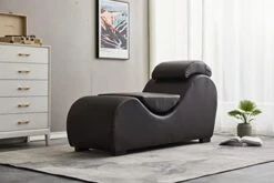 TALEWEO Yoga, Stretching, Relaxation Modern Faux Leather Living Room Curved Chaise Lounge, Large, Black -Songmics Furniture Shop 41k6cAjNGaL. AC