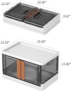 ANDFZ Storage Bins With Lids - Collapsible Storage Bins, 33.6qt Folding Storage Box, Plastic Storage Bins For Closet Organizer, Stackable Torage Bins, Storage Box With Door, Containers For Organizing