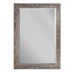 Renditions Gallery Rectangular Dark Room Walnut Wooden Framed Body Mirror Decor Farmhouse Wall Mounted Horizontal Decorative Mirror For Bedroom Living Room Bathroom - 41"x29" LT07