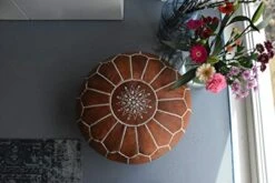 Premium Moroccan Leather Pouf - Handmade - Delivered Stuffed - Ottoman, Footstool, Floor Cushion (Cognac Brown) -Songmics Furniture Shop 41kOsL1dxcL