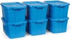 Rubbermaid Roughneck️ Storage Totes, Durable Stackable Storage Containers, Great For Garage Storage, Moving Boxes, And More, 18 Gal - 6 Pack -Songmics Furniture Shop 41kTRcyckNL. AC