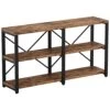 IRONCK Rustic Entryway Console Table, Long Hallway Table 55 In 3-Tier, TV Stand Entertainment Center Media Stand For Living Room, Industrial Style, Vintage Brown